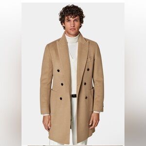 Suitsupply Camel Double-Breasted Trench Coat (Mens)